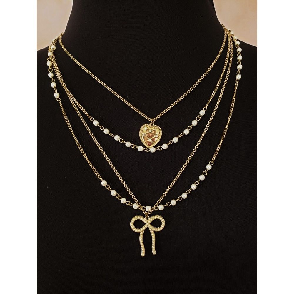 Golden Bow Layered Necklace